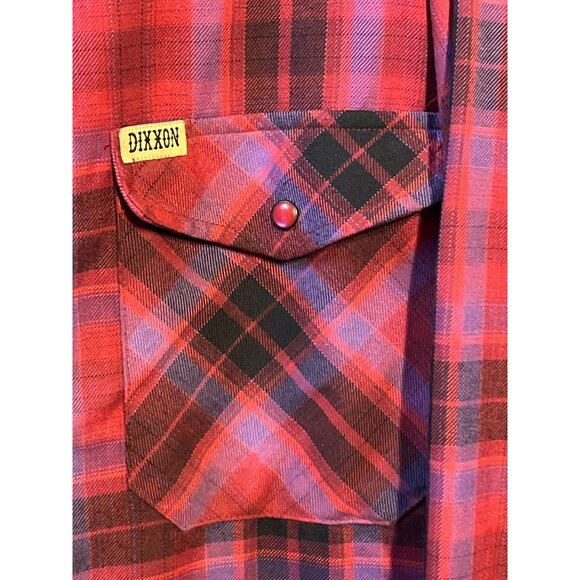 Dixxon Mens Red & Black Plaid Long Sleeve Flannel Shirt 2X Snap Buttons - Picture 8 of 11